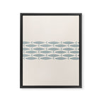 Fish Stripe 6 - Minimalist Ocean Pattern in Cream and Light Blue-Gray Framed Canvas Print Gallery Image 8