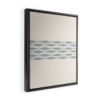 Fish Stripe 6 - Minimalist Ocean Pattern in Cream and Light Blue-Gray Framed Canvas Print Gallery Image 2