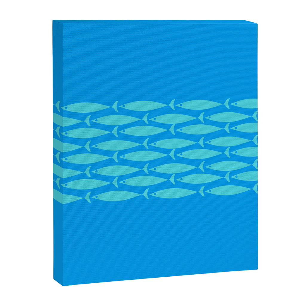 Fish Stripe 8 Blue and Aqua Minimal Mid Century Modern Pattern Canvas Print Gallery Image 8