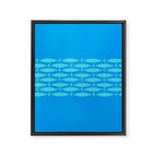 Fish Stripe 8 Blue and Aqua Minimal Mid Century Modern Pattern Framed Canvas Print Gallery Image 8