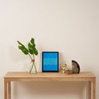 Fish Stripe 8 Blue and Aqua Minimal Mid Century Modern Pattern Framed Canvas Print Gallery Image 4