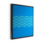 Fish Stripe 8 Blue and Aqua Minimal Mid Century Modern Pattern Framed Canvas Print Gallery Image 2