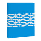 Fish Stripe 8 Blue and White Minimal Mid Century Modern Pattern Canvas Print Gallery Image 8