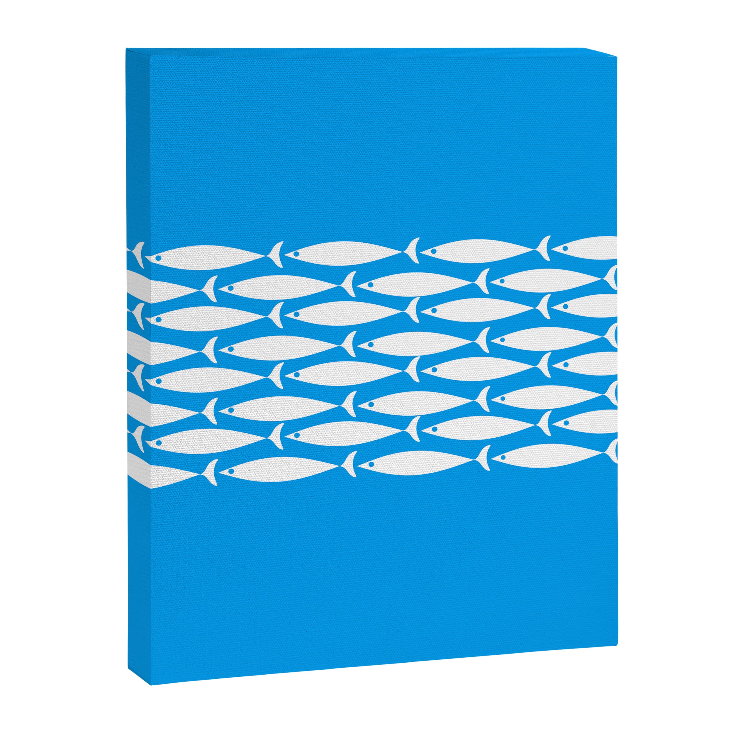 Fish Stripe 8 Blue and White Minimal Mid Century Modern Pattern Canvas Print Gallery Image 8