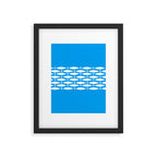 Fish Stripe 8 Blue and White Minimal Mid Century Modern Pattern Framed Art Print Gallery Image 6