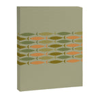 Fish Stripe 8 Mid Century Modern Minimal Pattern in Vintage Olive Green and Cantaloupe Orange Canvas Print Gallery Image 8