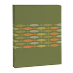 Fish Stripe 8 Mid Century Modern Minimalist Olive Green, Celadon, and Orange Canvas Print Gallery Image 8
