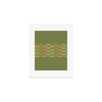 Fish Stripe 8 Mid Century Modern Minimalist Olive Green, Celadon, and Orange Art Print Gallery Image 1