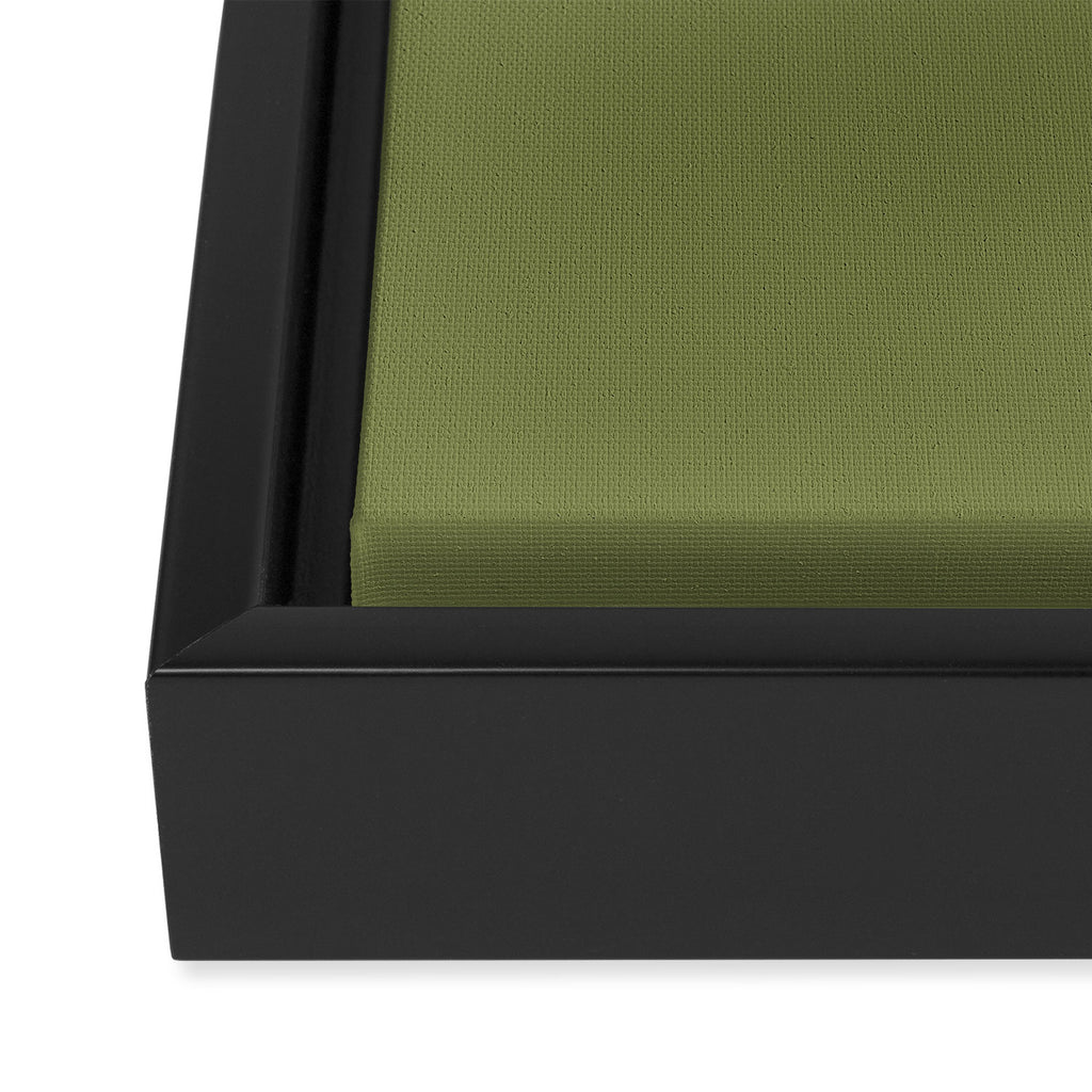 Fish Stripe 8 Mid Century Modern Minimalist Olive Green, Celadon, and Orange Framed Canvas Print Gallery Image 3