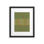 Fish Stripe 8 Mid Century Modern Minimalist Olive Green, Celadon, and Orange Framed Art Print Gallery Image 6