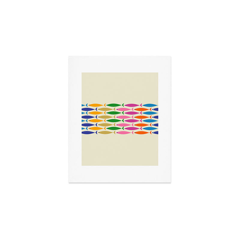 Fish Stripe Colorful Minimalist Mid Century Modern Fish Pattern Art Print Gallery Image 1
