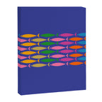 Fish Stripe Colorful Vivid Minimal Mid Century Modern Ocean Pattern on Blue Canvas Print Gallery Image 8