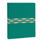 Fish Stripe III - Midcentury Modern Minimalist Beige and Teal Canvas Print Gallery Image 8