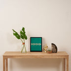 Fish Stripe III - Midcentury Modern Minimalist Beige and Teal Framed Canvas Print Gallery Image 4