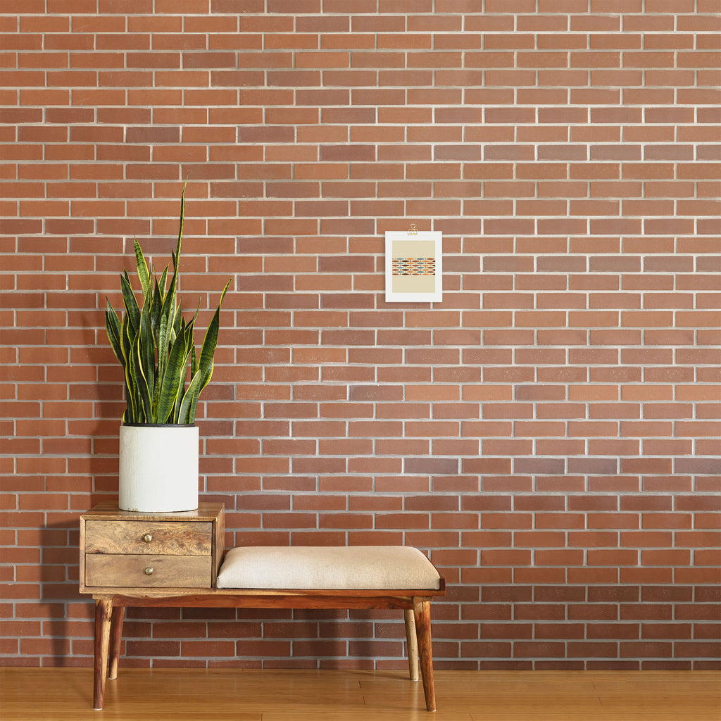 Fish Stripe Mid-Century Modern Minimalism in Slate Blue Brown Orange Beige Art Print Gallery Image 2