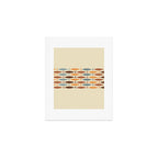 Fish Stripe Mid-Century Modern Minimalism in Slate Blue Brown Orange Beige Art Print Gallery Image 1