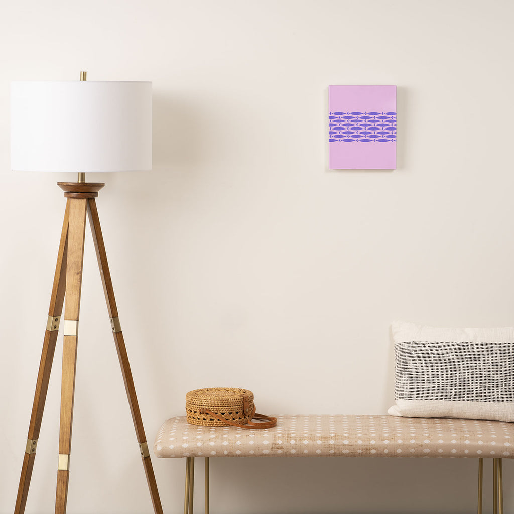 Fish Stripe Purple Minimal Mid Century Modern Lavender Lilac Pink Canvas Print Gallery Image 2