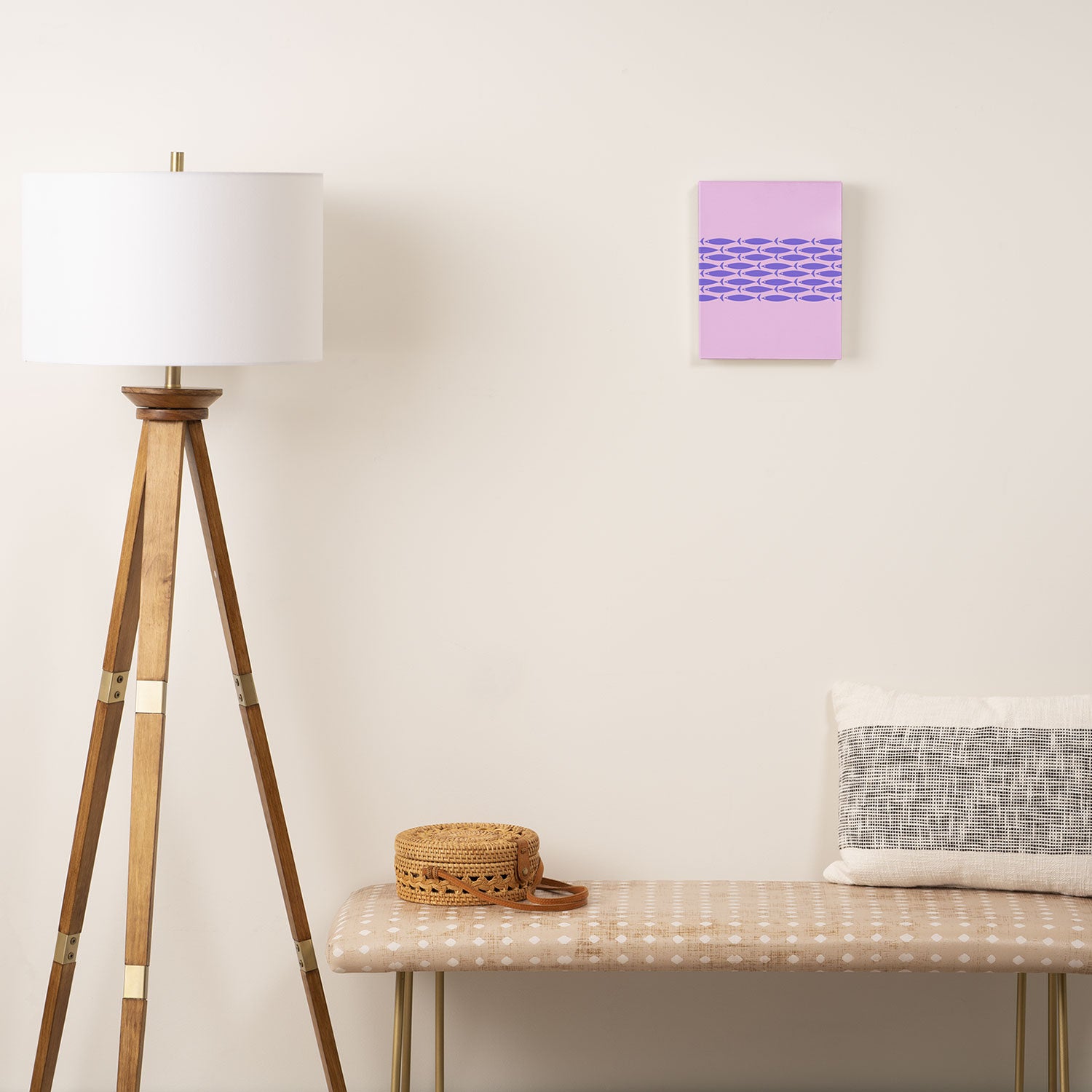 Fish Stripe Purple Minimal Mid Century Modern Lavender Lilac Pink Canvas Print Gallery Image 2