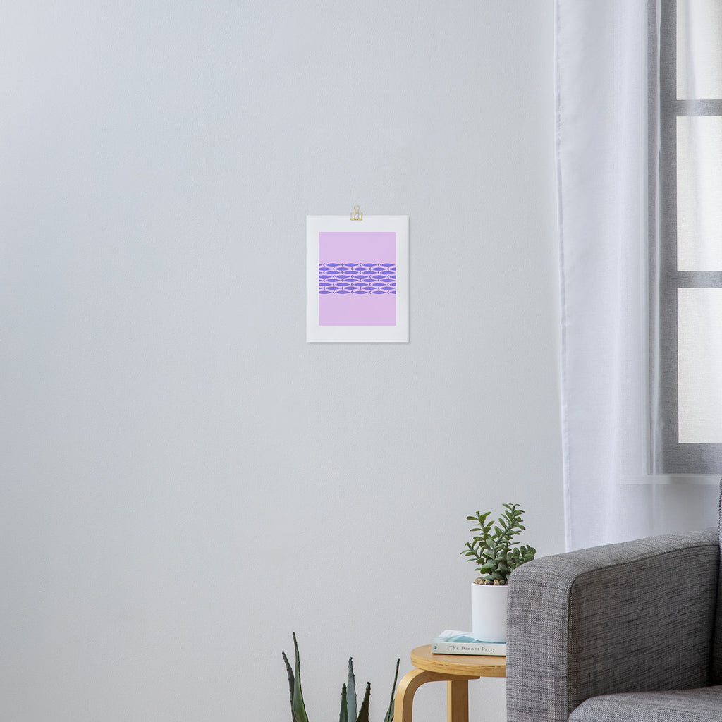 Fish Stripe Purple Minimal Mid Century Modern Lavender Lilac Pink Art Print Gallery Image 3