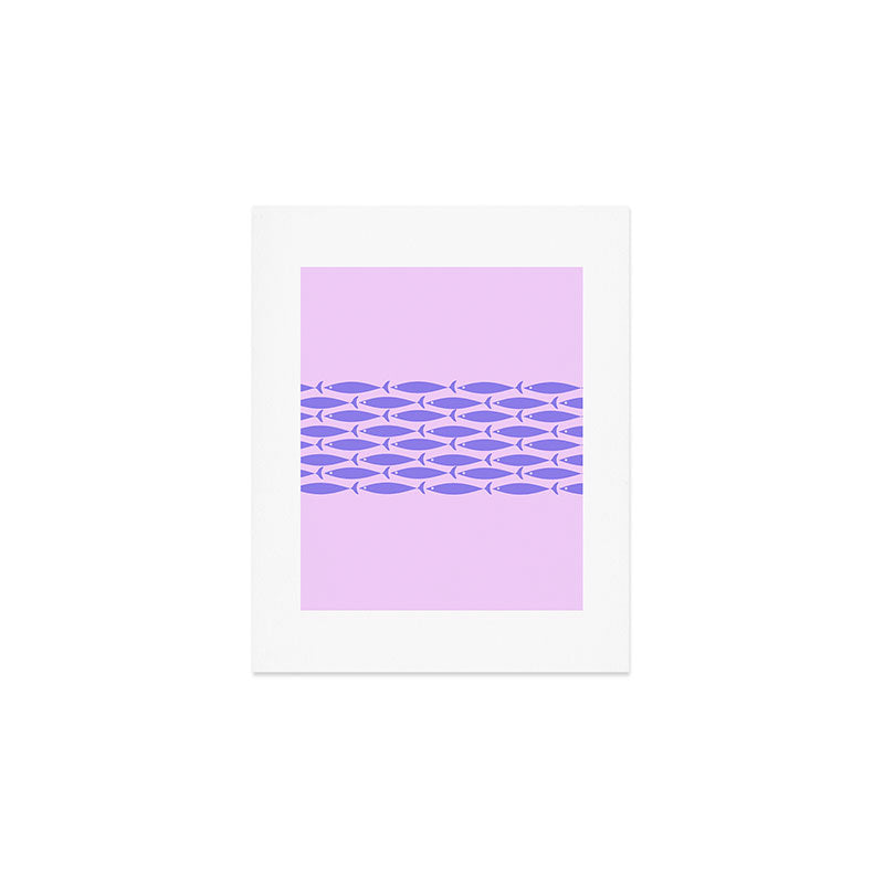 Fish Stripe Purple Minimal Mid Century Modern Lavender Lilac Pink Art Print Gallery Image 1