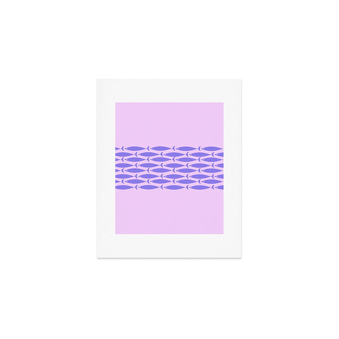 Fish Stripe Purple Minimal Mid Century Modern Lavender Lilac Pink Art Print Gallery Image 1