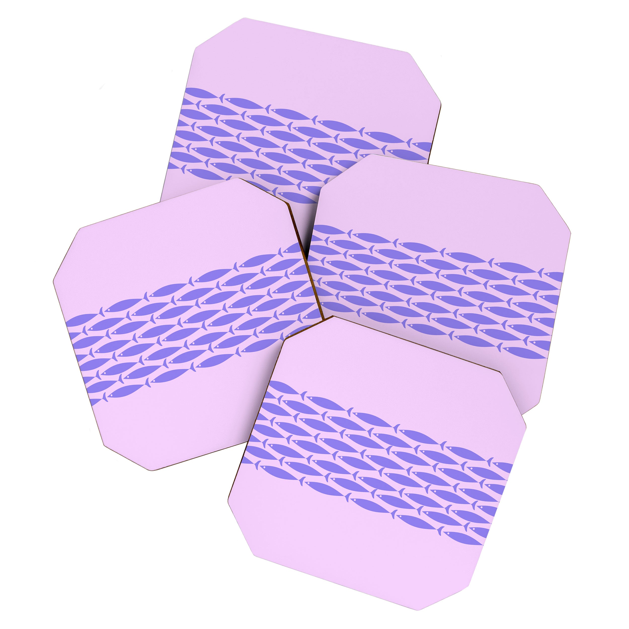 Fish Stripe Purple Minimal Mid Century Modern Lavender Lilac Pink Coaster Gallery Image 1