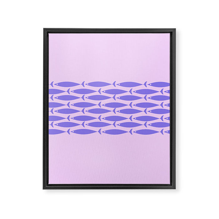 Fish Stripe Purple Minimal Mid Century Modern Lavender Lilac Pink Framed Canvas Print Gallery Image 1