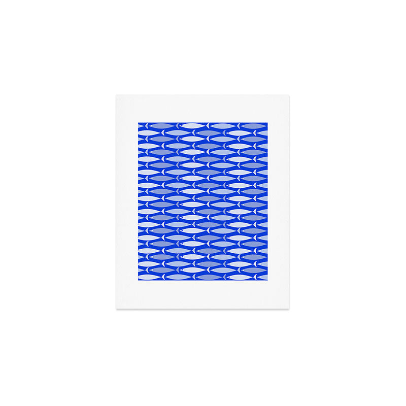 Fish Stripes in Royal Blue and Light Blue Art Print Gallery Image 1