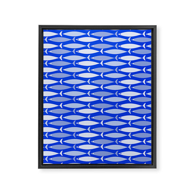 Fish Stripes in Royal Blue and Light Blue Framed Canvas Print Gallery Image 8