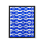 Fish Stripes in Royal Blue and Light Blue Framed Canvas Print Gallery Image 8