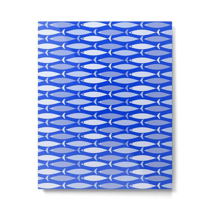 Fish Stripes in Royal Blue and Light Blue Metal Print Gallery Image 1