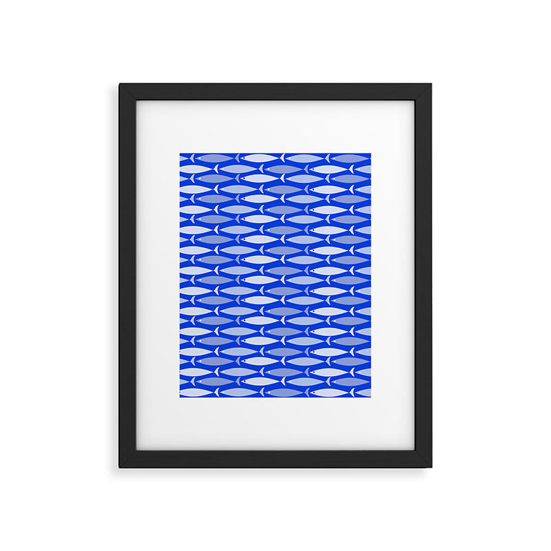 Fish Stripes in Royal Blue and Light Blue Framed Art Print Gallery Image 6