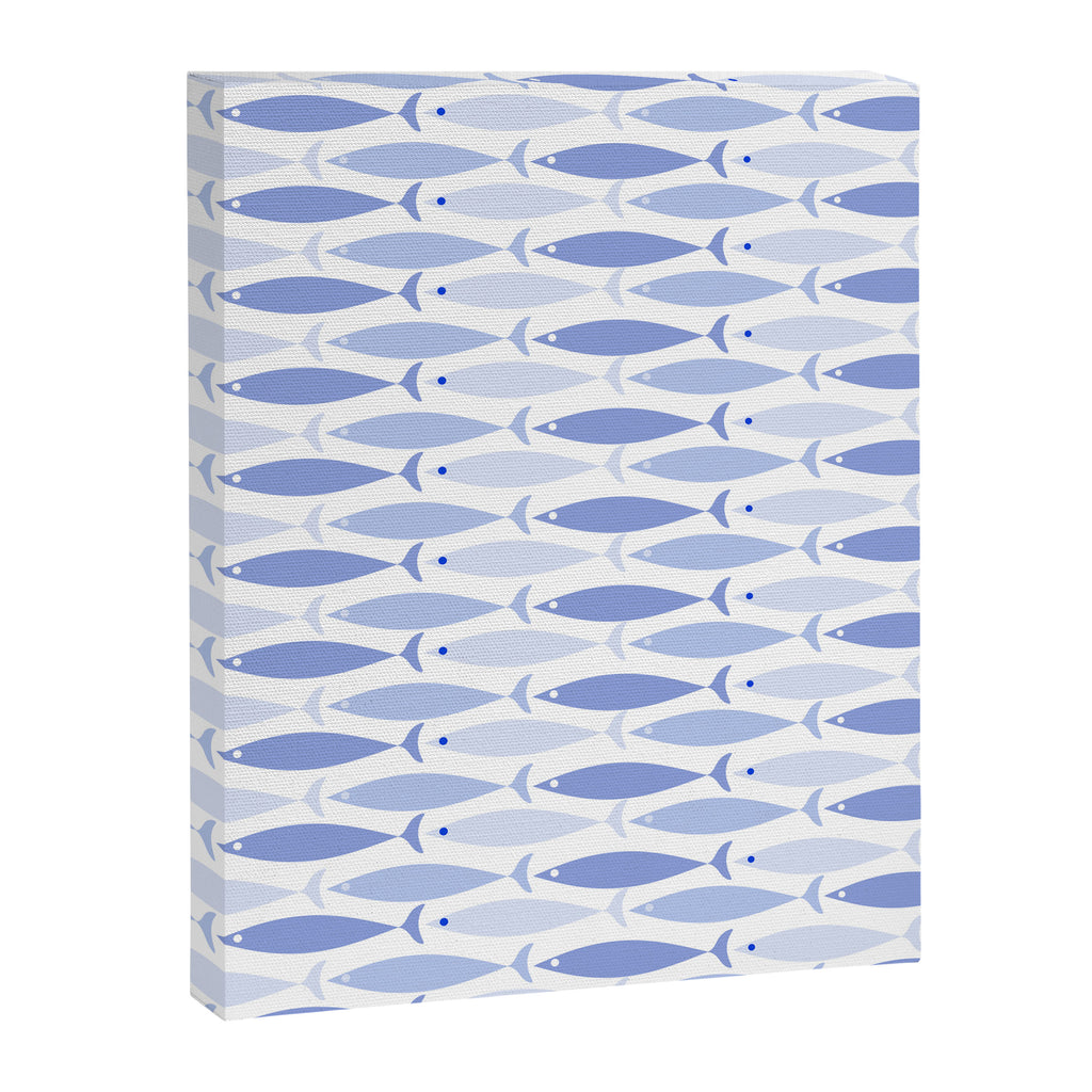 Fish Stripes - Mid Century Modern Pattern in Light Blue and White Canvas Print Gallery Image 8