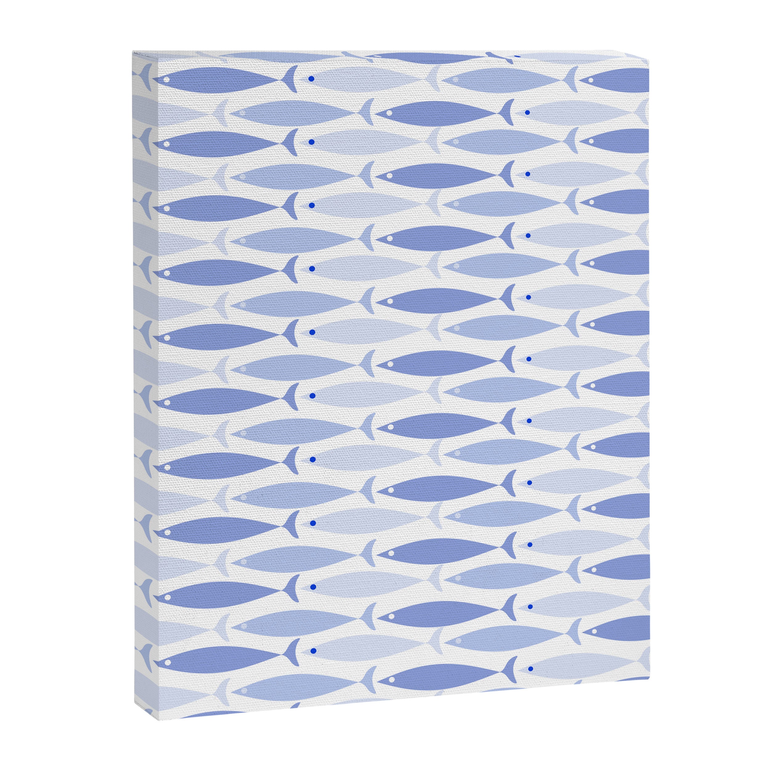 Fish Stripes - Mid Century Modern Pattern in Light Blue and White Canvas Print Gallery Image 8