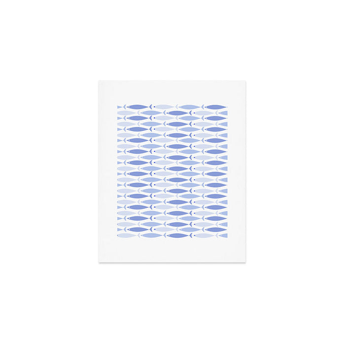 Fish Stripes - Mid Century Modern Pattern in Light Blue and White Art Print Gallery Image 1