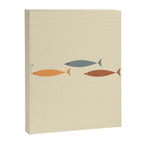Fish Trio Mid-Century Modern Minimalism in Orange, Slate Blue, Brown, and Cream Beige Canvas Print Gallery Image 8