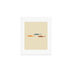 Fish Trio Mid-Century Modern Minimalism in Orange, Slate Blue, Brown, and Cream Beige Art Print Gallery Image 1