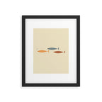 Fish Trio Mid-Century Modern Minimalism in Orange, Slate Blue, Brown, and Cream Beige Framed Art Print Gallery Image 4