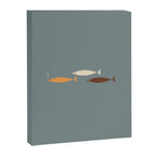 Fish Trio - Minimalist Mid-Century Slate Blue Orange Brown Cream Canvas Print Gallery Image 8