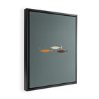 Fish Trio - Minimalist Mid-Century Slate Blue Orange Brown Cream Framed Canvas Print Gallery Image 2