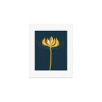  Fleur Exotique - Floral Minimalism in Mustard and Navy  Art Print Gallery Image 1