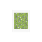 Floral Botanical Wild Daisies Pattern in Spring Sage Green, Navy Blue, and Creamy White Art Print Gallery Image 1