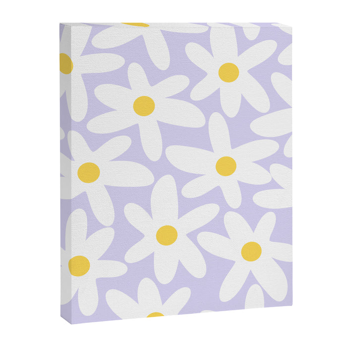 Floral Daisy Time Pattern in Lavender Pastel Purple Canvas Print Gallery Image 1