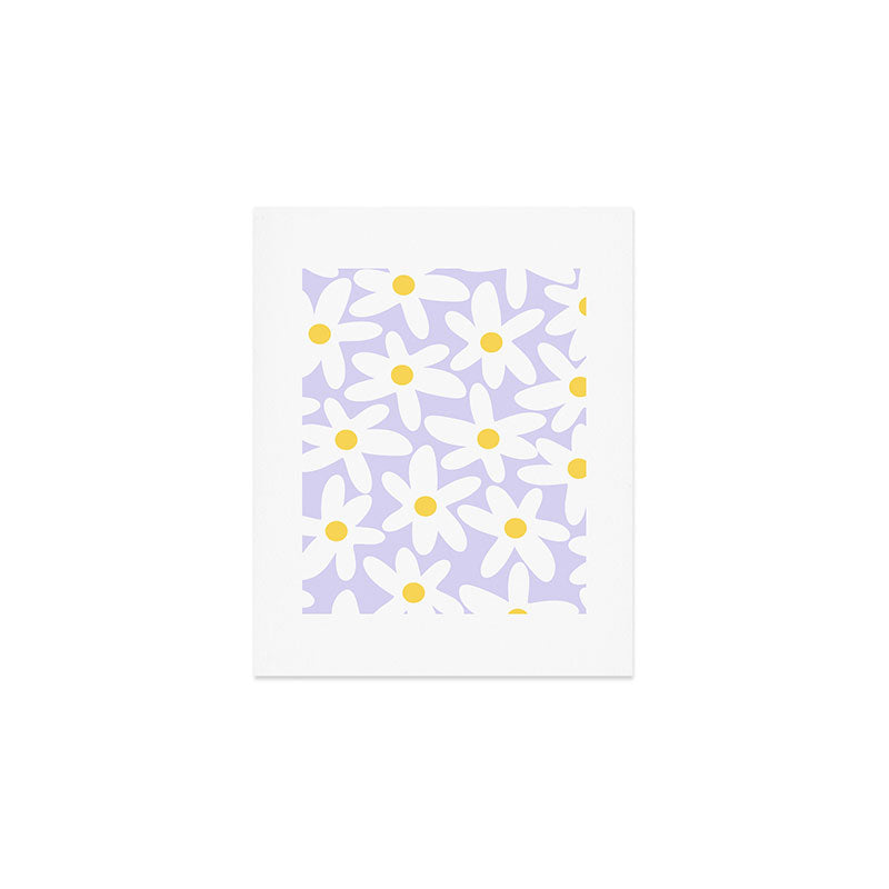 Floral Daisy Time Pattern in Lavender Pastel Purple Art Print Gallery Image 1