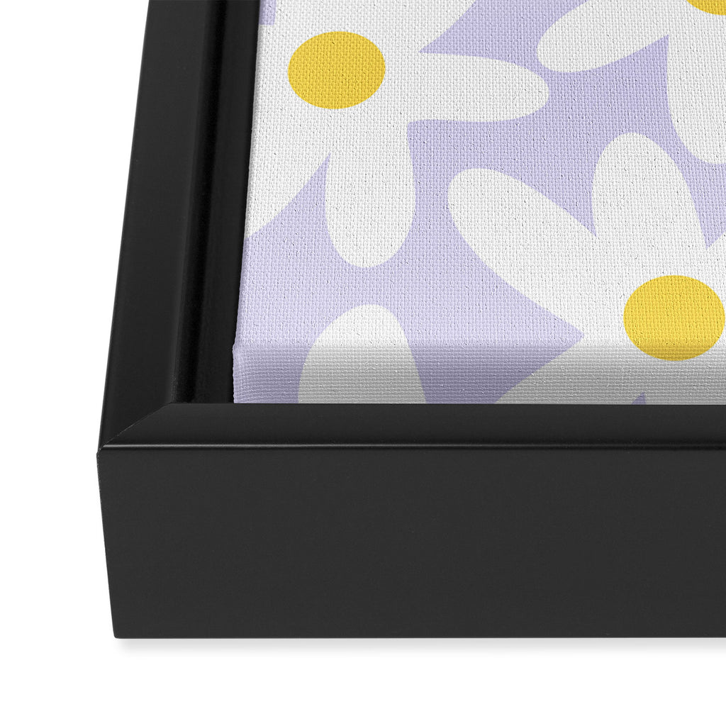 Floral Daisy Time Pattern in Lavender Pastel Purple Framed Canvas Print Gallery Image 3