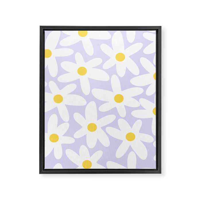 Floral Daisy Time Pattern in Lavender Pastel Purple Framed Canvas Print Gallery Image 1