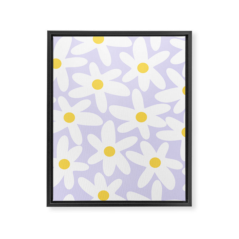 Floral Daisy Time Pattern in Lavender Pastel Purple Framed Canvas Print Gallery Image 8