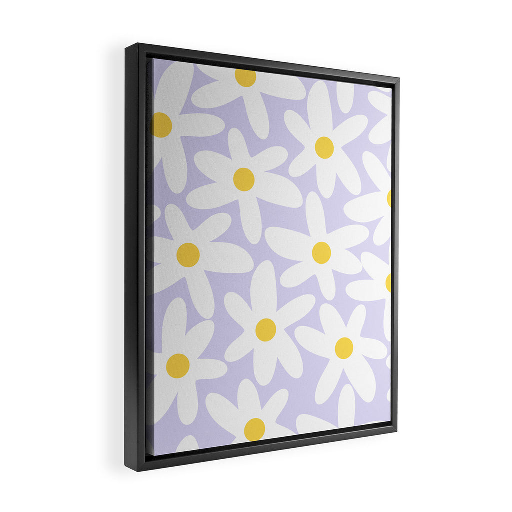 Floral Daisy Time Pattern in Lavender Pastel Purple Framed Canvas Print Gallery Image 2