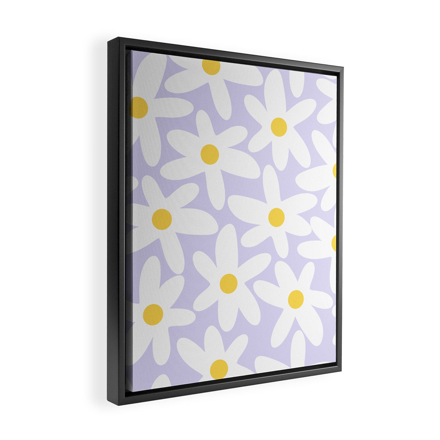Floral Daisy Time Pattern in Lavender Pastel Purple Framed Canvas Print Gallery Image 2