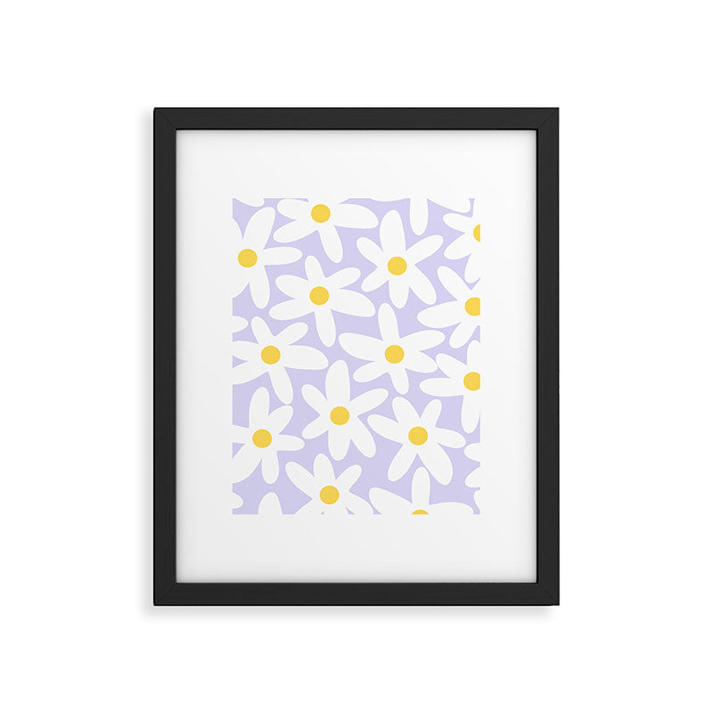 Floral Daisy Time Pattern in Lavender Pastel Purple Framed Art Print Gallery Image 6